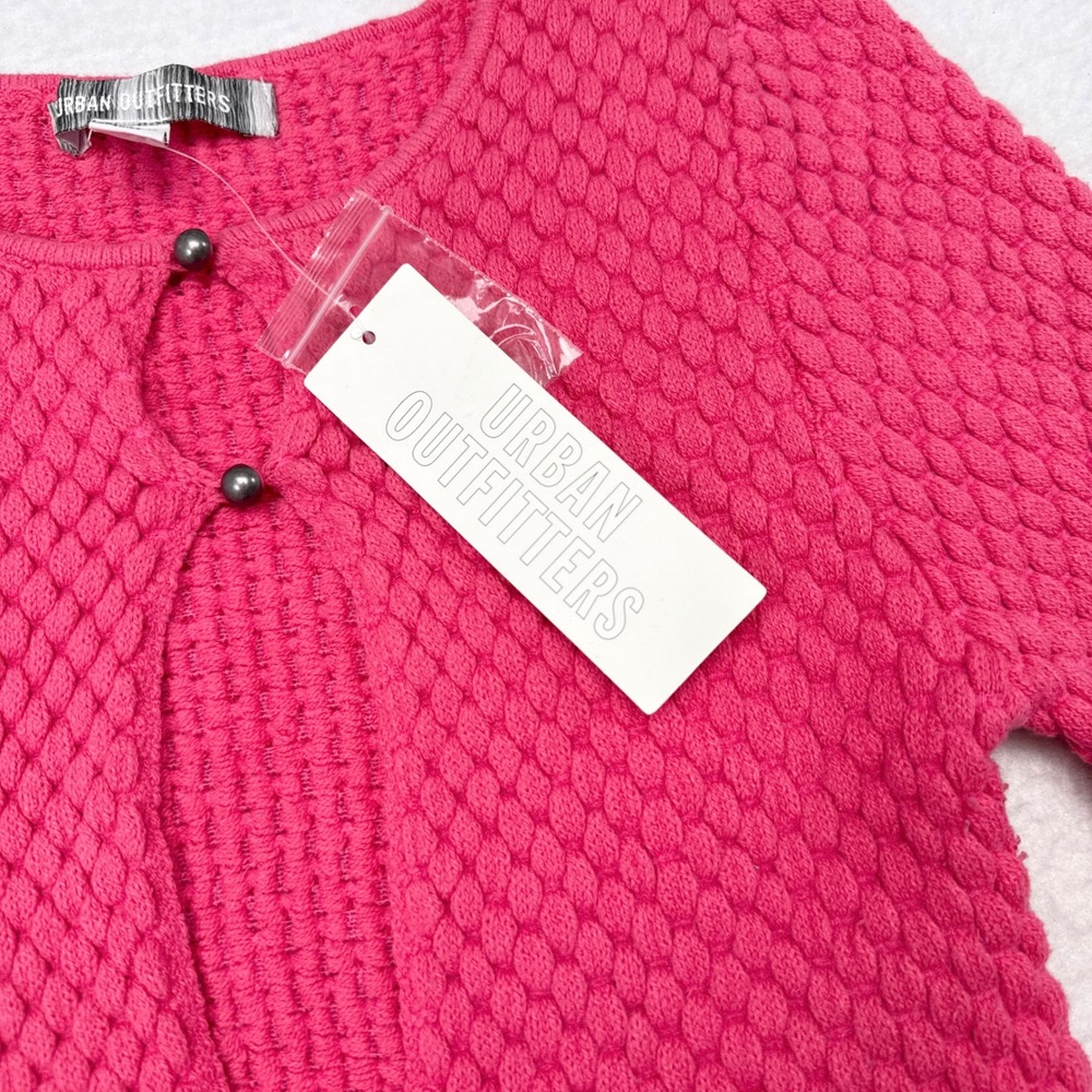 Urban Outfitters Sweater Medium Pink Crop Y2K Babydoll Britney Spears Barbie NEW - Picture 5 of 11